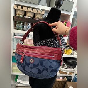 Coach Red and Blue Signature Shoulder Bag